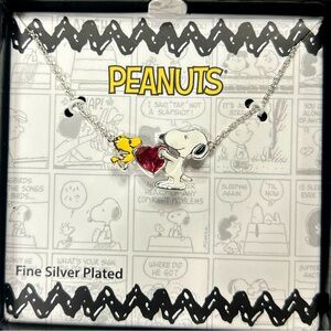 Peanuts Snoopy and Woodstock Silver Plated 18 inch women’s necklace NEW